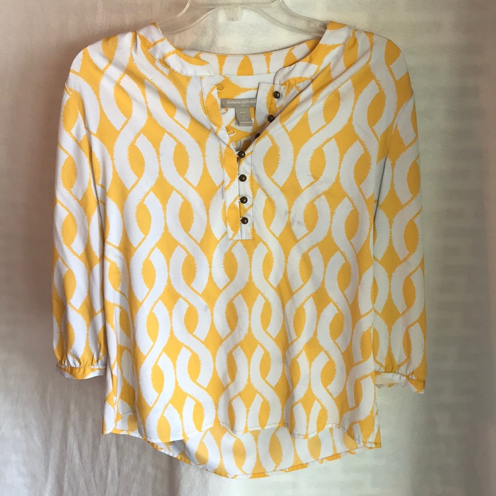 Yellow and white Banana Republic Blouse